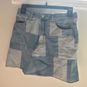 Denim patch skirt